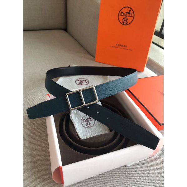 HERM Officier Reversible 38mm Belt In Blue Clemence Leather