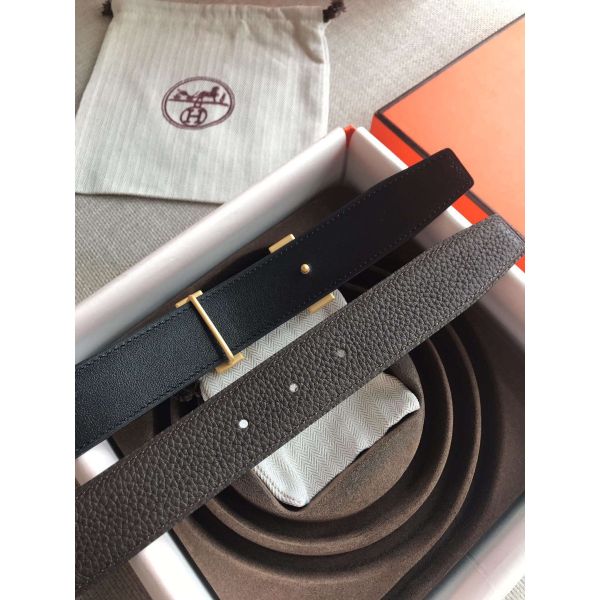 HERM Quizz 32mm Reversible Belt In Cafe Clemence Leather
