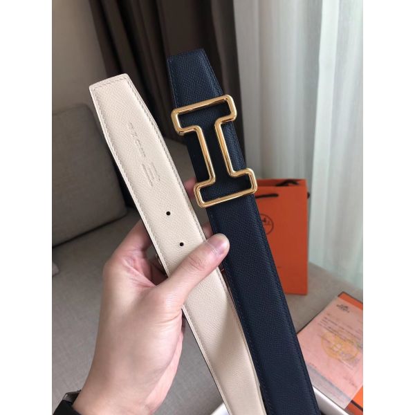 HERM Tonight 38MM Reversible Belt In Navy/White Epsom Leather