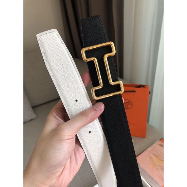 HERM Tonight 38MM Reversible Belt In Black/White Epsom Leather