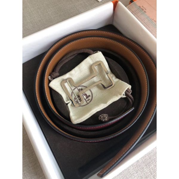 HERM Tonight 38MM Reversible Belt In Ruby/Gold Epsom Leather