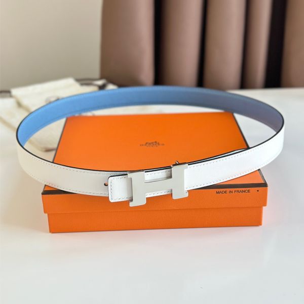 HERM Mini Constance 24mm Belt in Blue Epsom Leather and White Swift Leather