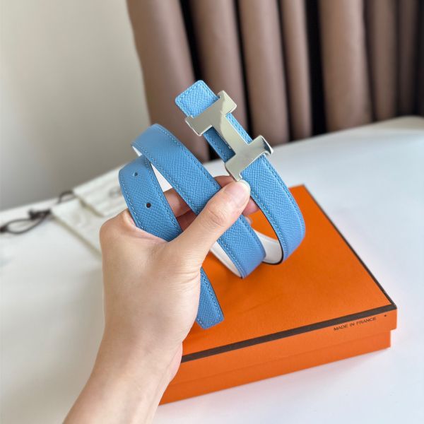 HERM Mini Constance 24mm Belt in Blue Epsom Leather and White Swift Leather