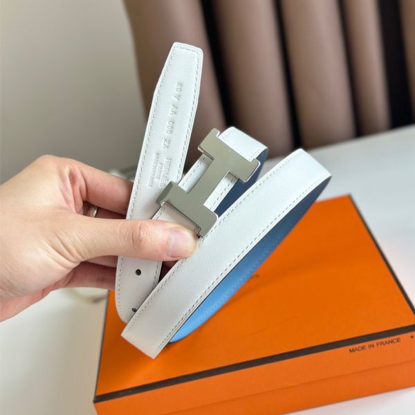 HERM Mini Constance 24mm Belt in Blue Epsom Leather and White Swift Leather