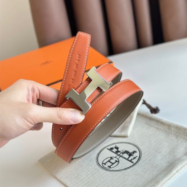 HERM Mini Constance 24mm Belt in Taupe Epsom Leather and Tan Swift Leather