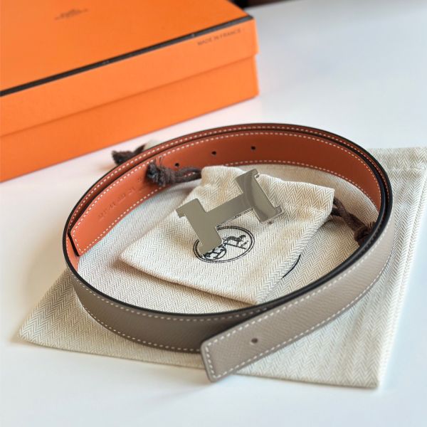 HERM Mini Constance 24mm Belt in Taupe Epsom Leather and Tan Swift Leather
