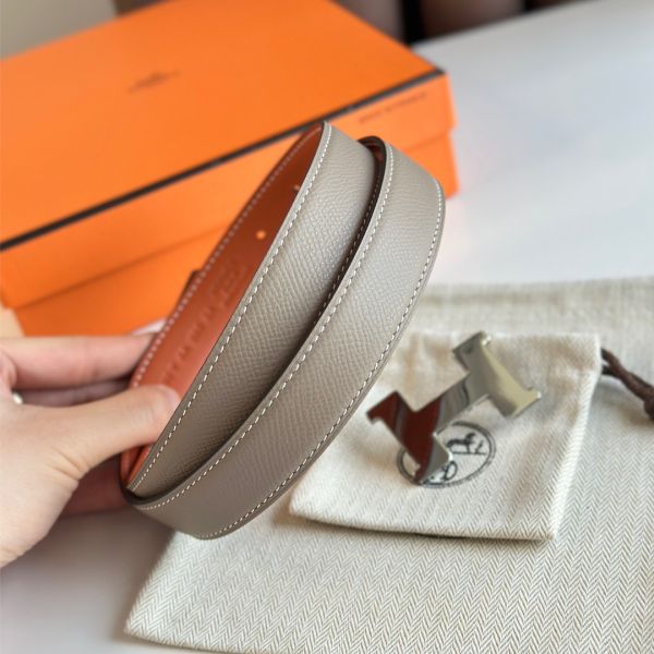 HERM Mini Constance 24mm Belt in Taupe Epsom Leather and Tan Swift Leather