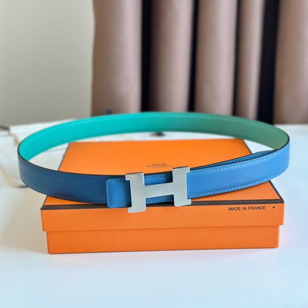 HERM Mini Constance 24mm Belt in Green Epsom Leather and Blue Swift Leather