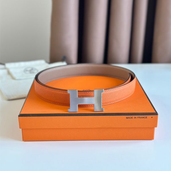 HERM Mini Constance 24mm Belt in Orange Epsom Leather and Blue Swift Leather