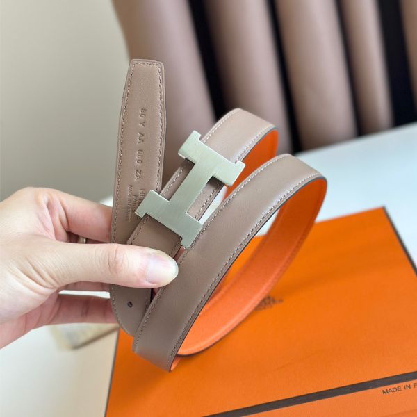 HERM Mini Constance 24mm Belt in Orange Epsom Leather and Blue Swift Leather