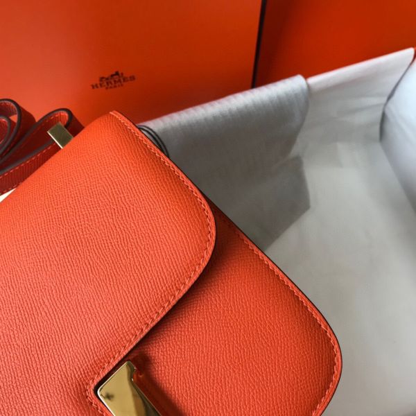 HERM Orange Constance MM 24cm Epsom Leather Bag