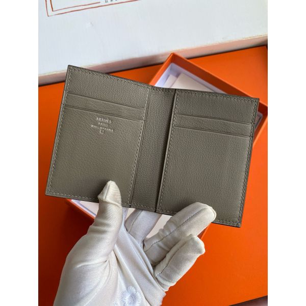 HERM MC² Euclide Card Holder in Blue Glacier Shiny Alligator Leather