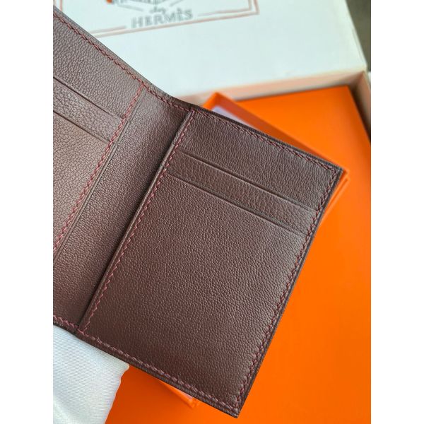 HERM MC² Euclide Card Holder in Bordeaux Shiny Alligator Leather