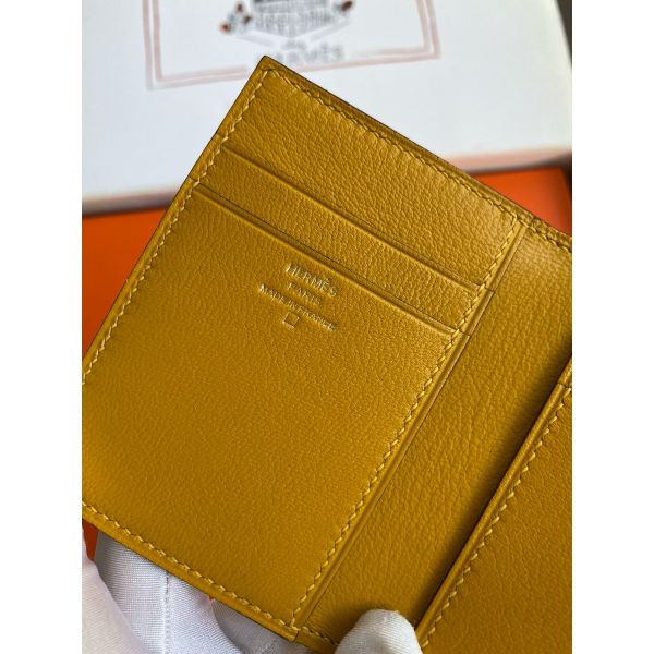 HERM MC² Euclide Card Holder in Jaune Ambre Shiny Alligator Leather