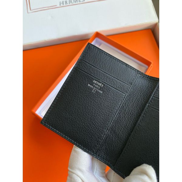 HERM MC² Euclide Card Holder in Black Shiny Alligator Leather