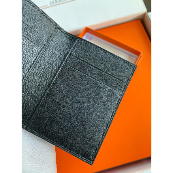 HERM MC² Euclide Card Holder in Black Shiny Alligator Leather