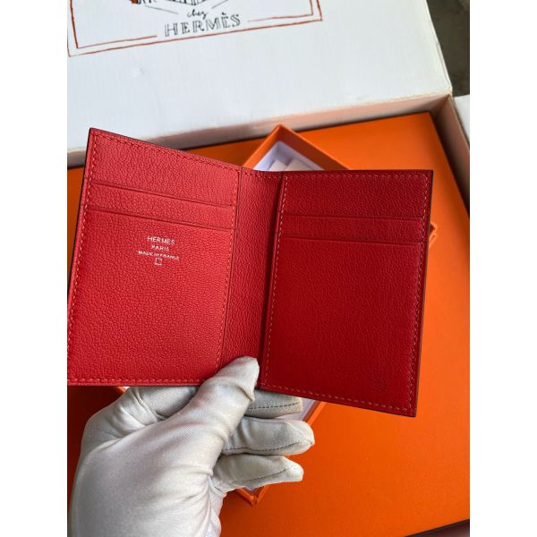 HERM MC² Euclide Card Holder in Red Shiny Alligator Leather