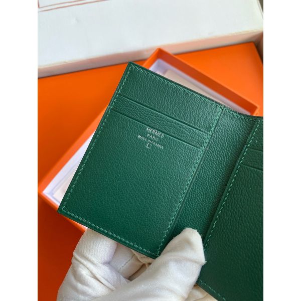 HERM MC² Euclide Card Holder in Vert Emeraud Shiny Alligator Leather