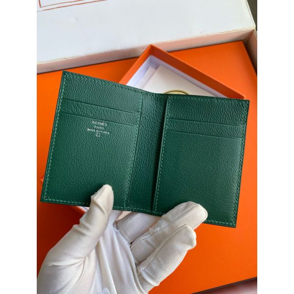 HERM MC² Euclide Card Holder in Vert Fonce Shiny Alligator Leather