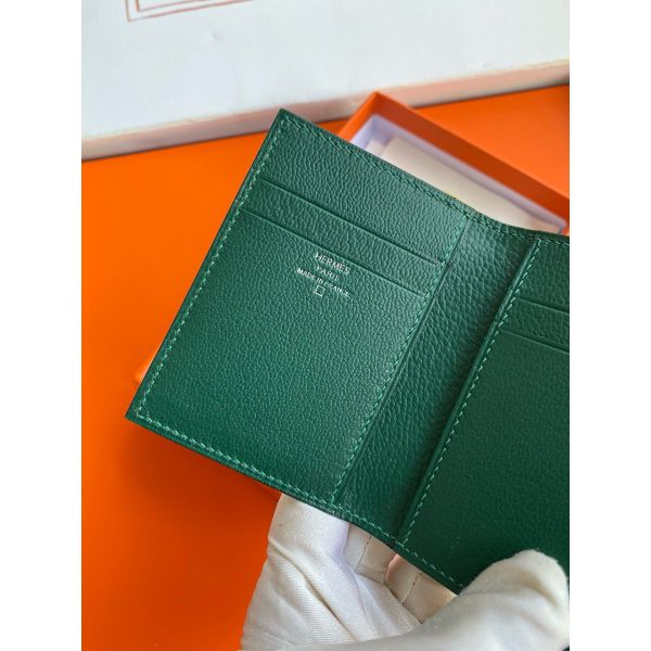 HERM MC² Euclide Card Holder in Vert Fonce Shiny Alligator Leather