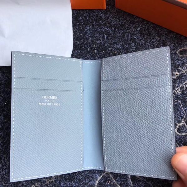 HERM MC² Euclide Card Holder In Blue Lin Epsom Leather