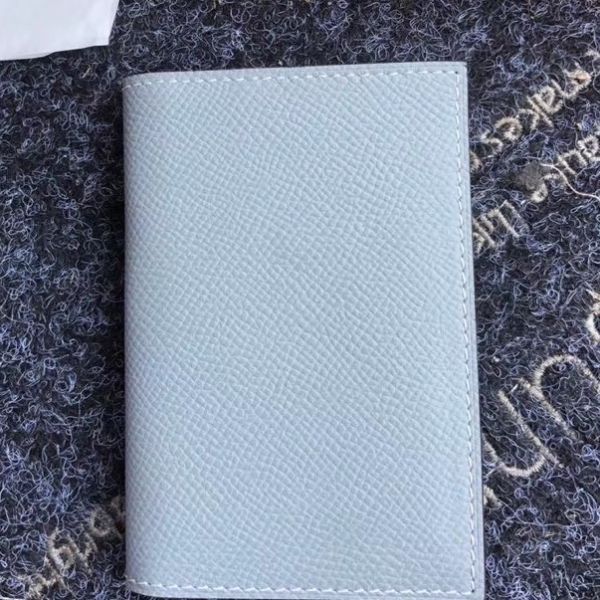 HERM MC² Euclide Card Holder In Blue Lin Epsom Leather