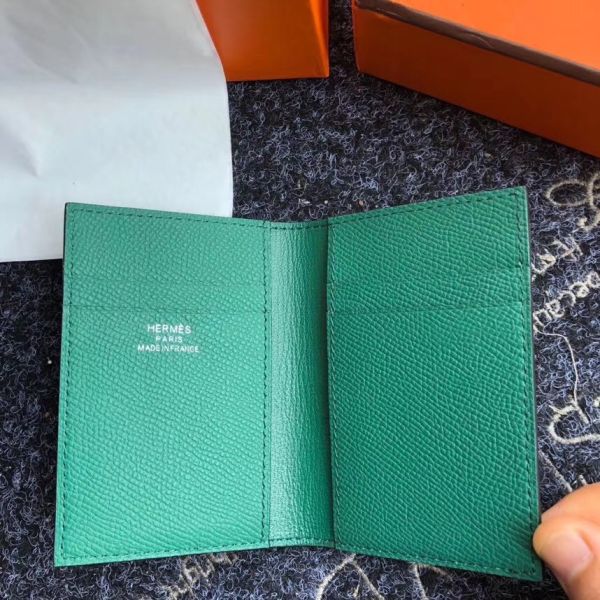 HERM MC² Euclide Card Holder In Green Epsom Leather