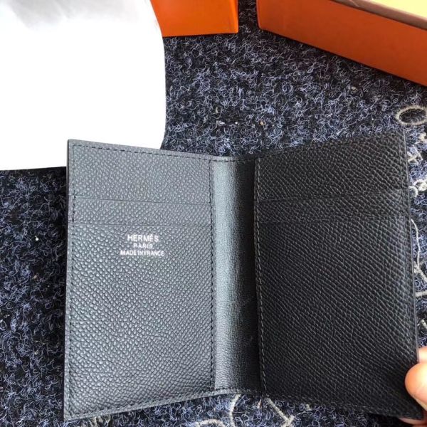 HERM MC² Euclide Card Holder In Black Epsom Leather