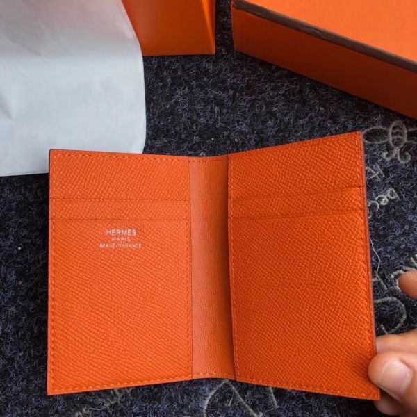 HERM MC² Euclide Card Holder In Orange Epsom Leather