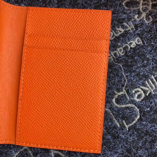 HERM MC² Euclide Card Holder In Orange Epsom Leather