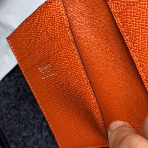 HERM MC² Euclide Card Holder In Orange Epsom Leather