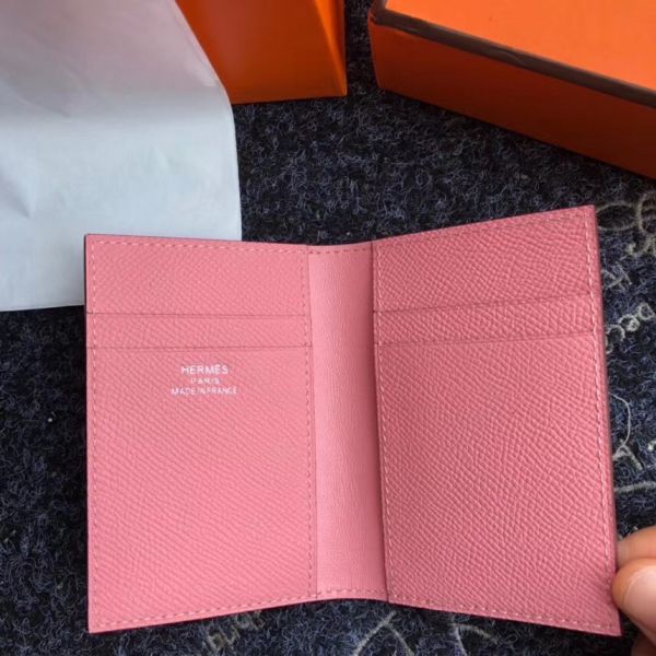 HERM MC² Euclide Card Holder In Pink Epsom Leather