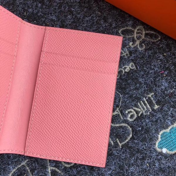 HERM MC² Euclide Card Holder In Pink Epsom Leather