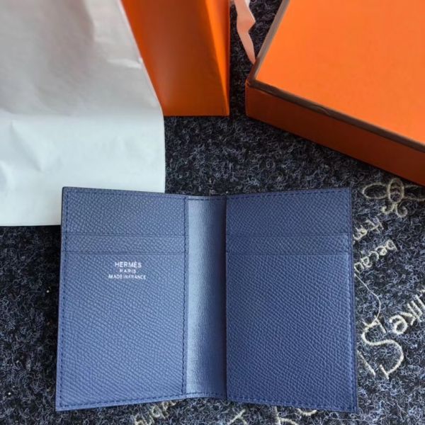 HERM MC² Euclide Card Holder In Sapphire Epsom Leather