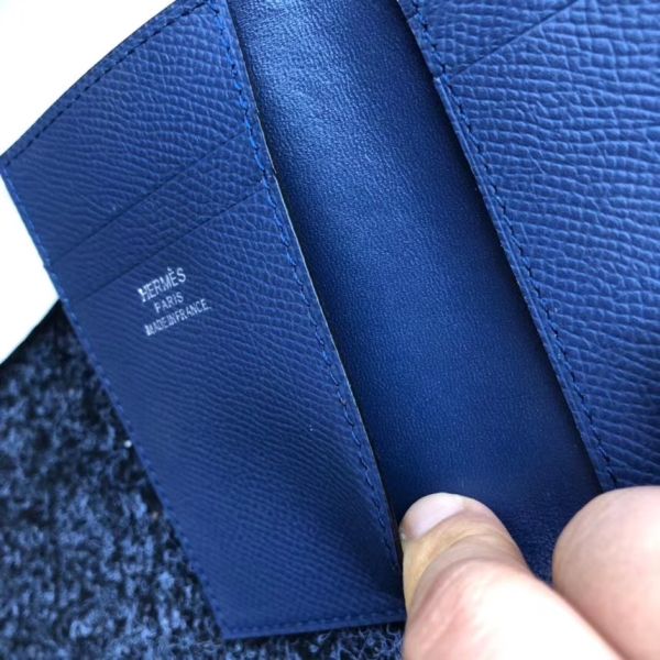 HERM MC² Euclide Card Holder In Sapphire Epsom Leather