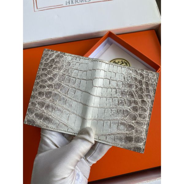 HERM MC² Euclide Card Holder in Himalaya Niloticus Crocodile Skin