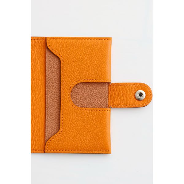 HERM R.M.S Card Holder in Apricot Evergrain Calfskin
