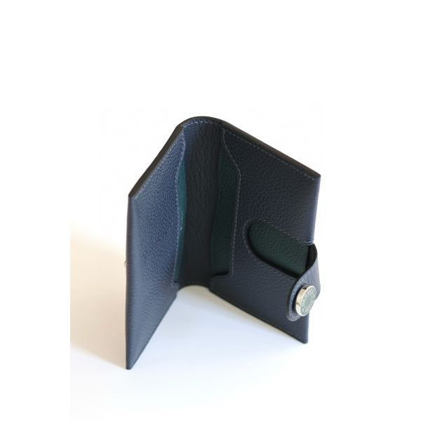 HERM R.M.S Card Holder in Blue Nuit Evergrain Calfskin