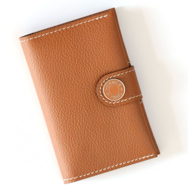 HERM R.M.S Card Holder in Gold Evergrain Calfskin