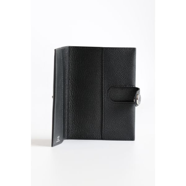 HERM R.M.S Passport Holder in Black Evercolor Calfskin