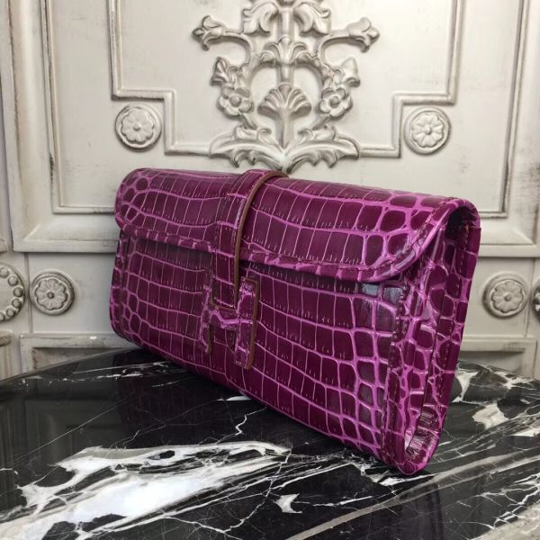 HERM Jige Elan 29 Clutch In Fuchsia Crocodile Leather