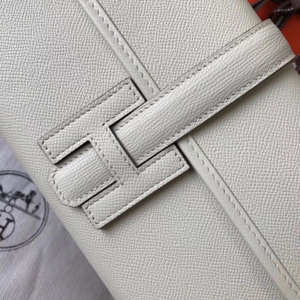 HERM Jige Elan 29 Clutch In White Epsom Leather