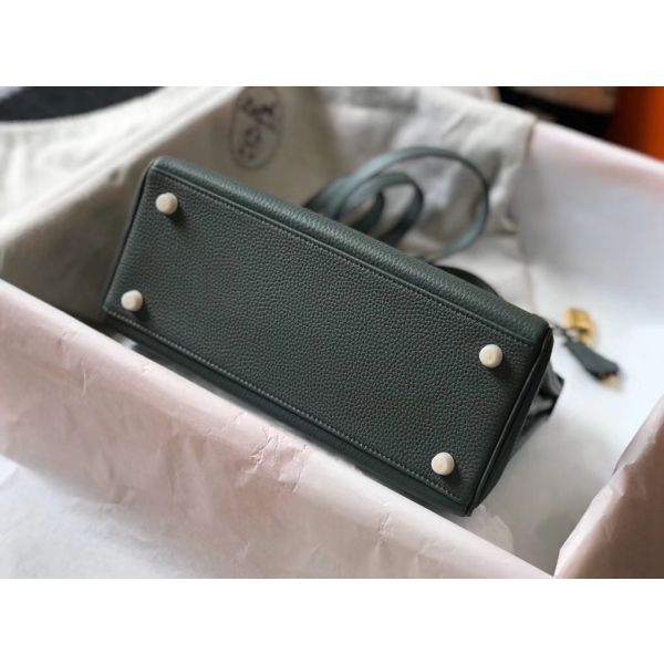 HERM Kelly 28cm Bag In Vert Amande Clemence Leather GHW