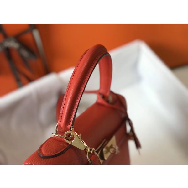 HERM Kelly 28cm Bag In Red Epsom Leather GHW