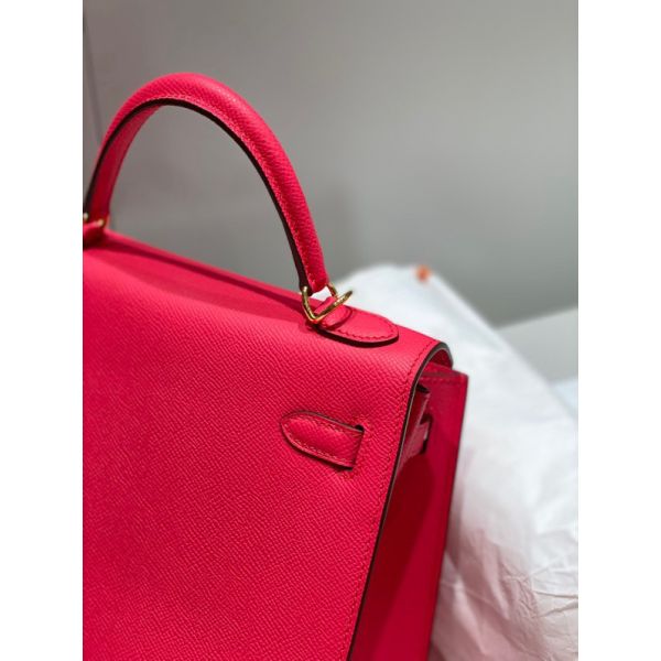 HERM Kelly 28cm Bag In Rose Extreme Epsom Leather GHW