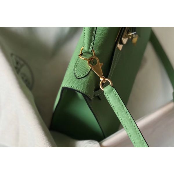 HERM Kelly 28cm Bag In Vert Criquet Epsom Leather GHW