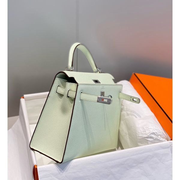 HERM Kelly 28cm Bag In Vert Fizz Epsom Leather PHW