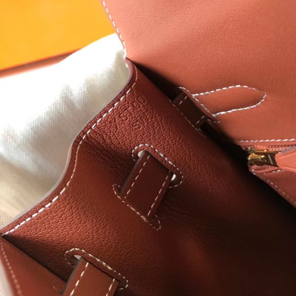 HERM Kelly 32cm Bag In Toile Canvas With Barenia Leather