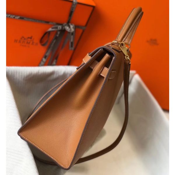 HERM Kelly 32cm Bag In Gold Epsom Leather GHW