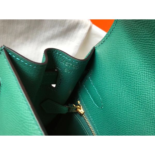 HERM Kelly 32cm Bag In Vert Vertigo Epsom Leather GHW